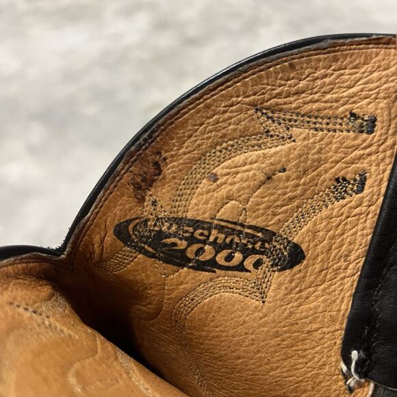 Lucchese 2000 Series Cowboy Boots Men’s 10.5 D Black Leather Western - Picture 7 of 10